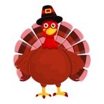 Thanksgiving turkey wear hat icon, cartoon style